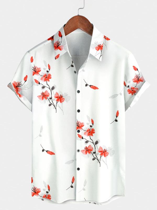 Men's Floral Print Short Sleeve Shirt