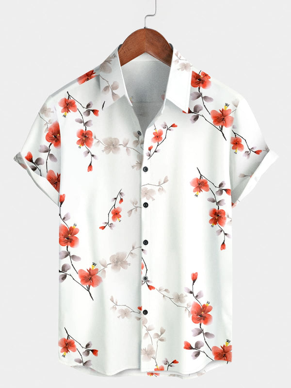 Men's Floral Print Short Sleeve Shirt