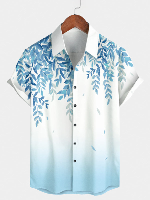 Men's Leaf Print Short Sleeve Shirt