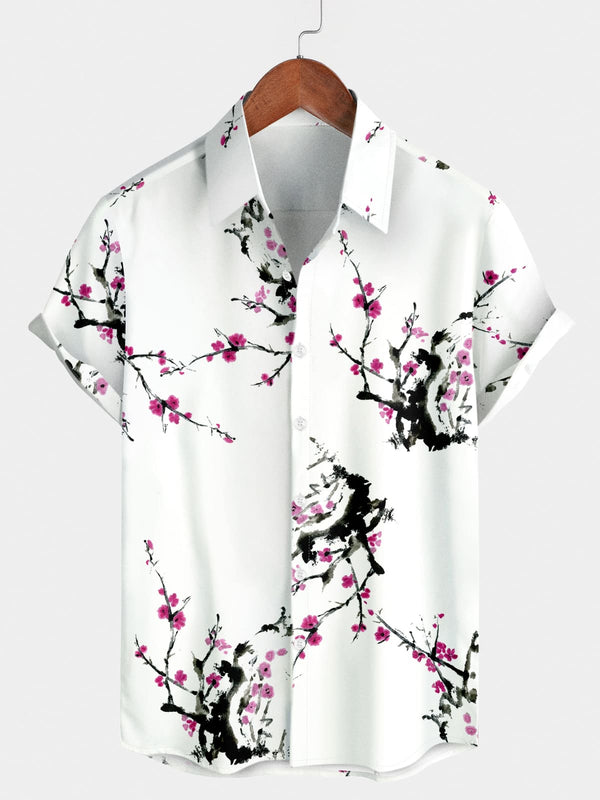 Men's Floral Branch Short Sleeve Shirt