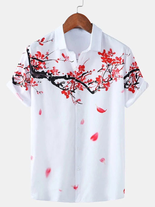 Men's Floral Branch Short Sleeve Shirt