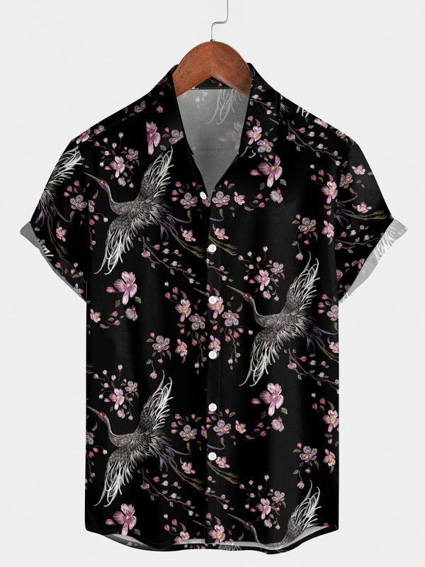 Men's Floral Print Short Sleeve Shirt