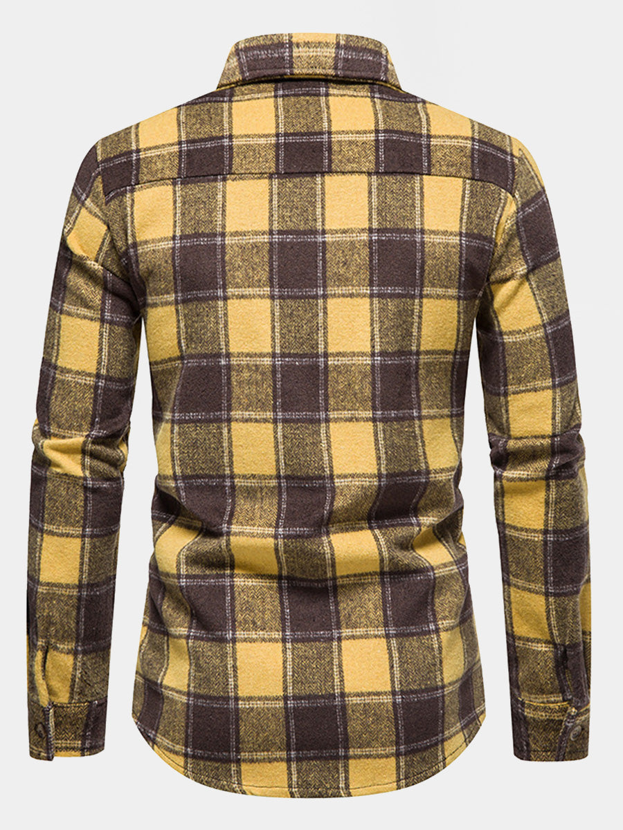 Men's plaid thickened long sleeve shirt