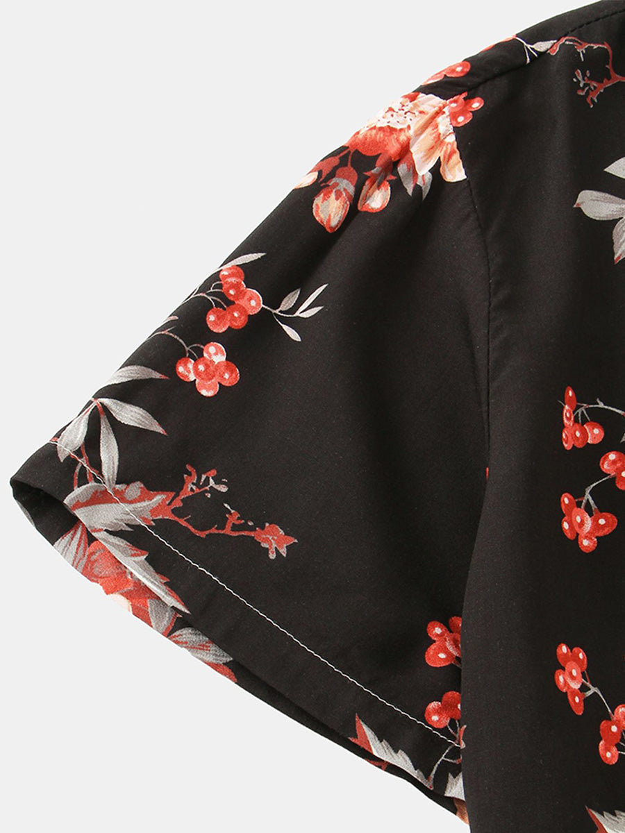 Chemise à manches courtes à imprimé floral pour hommes