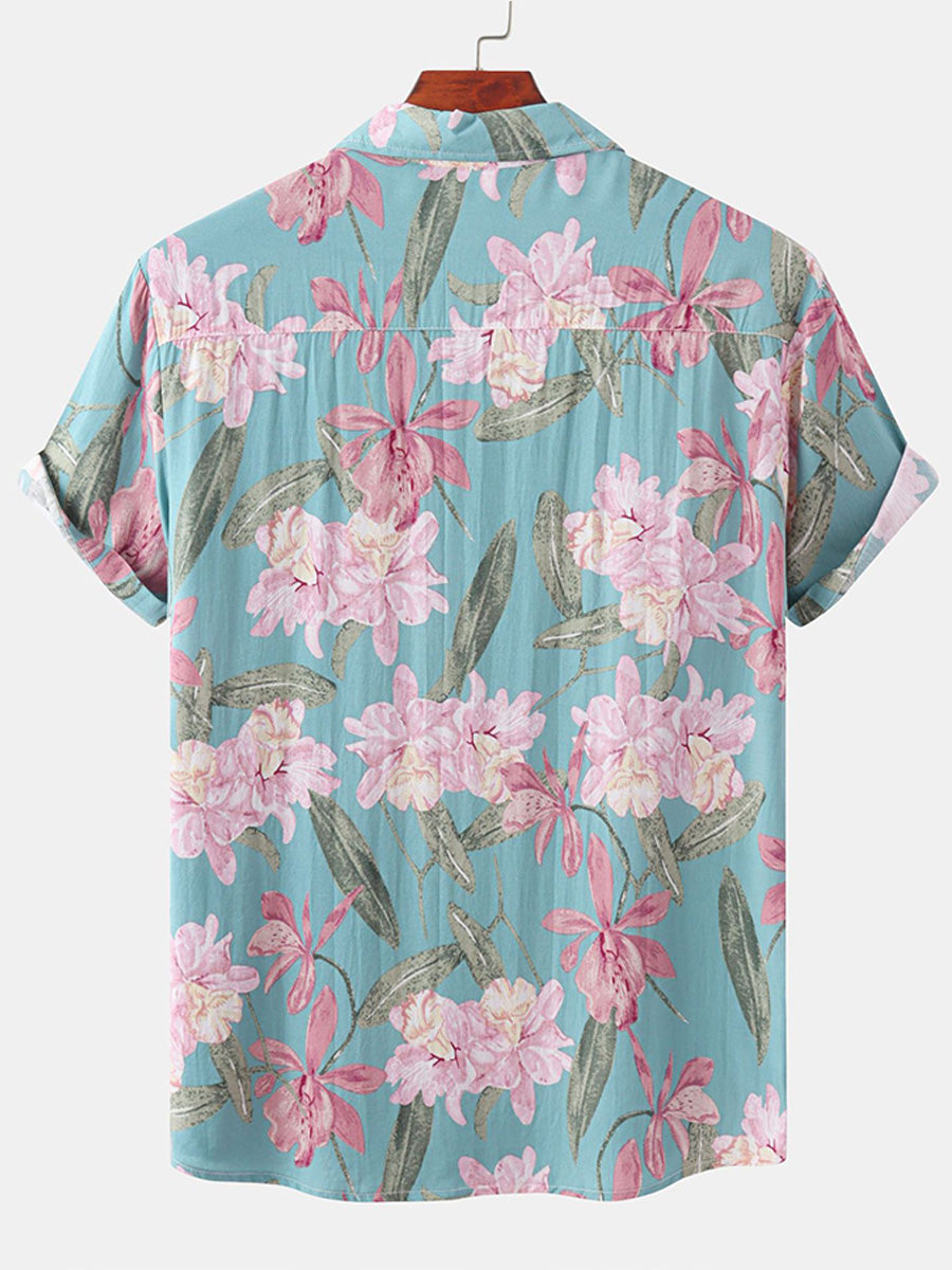 Chemise à manches courtes à fleurs pour hommes