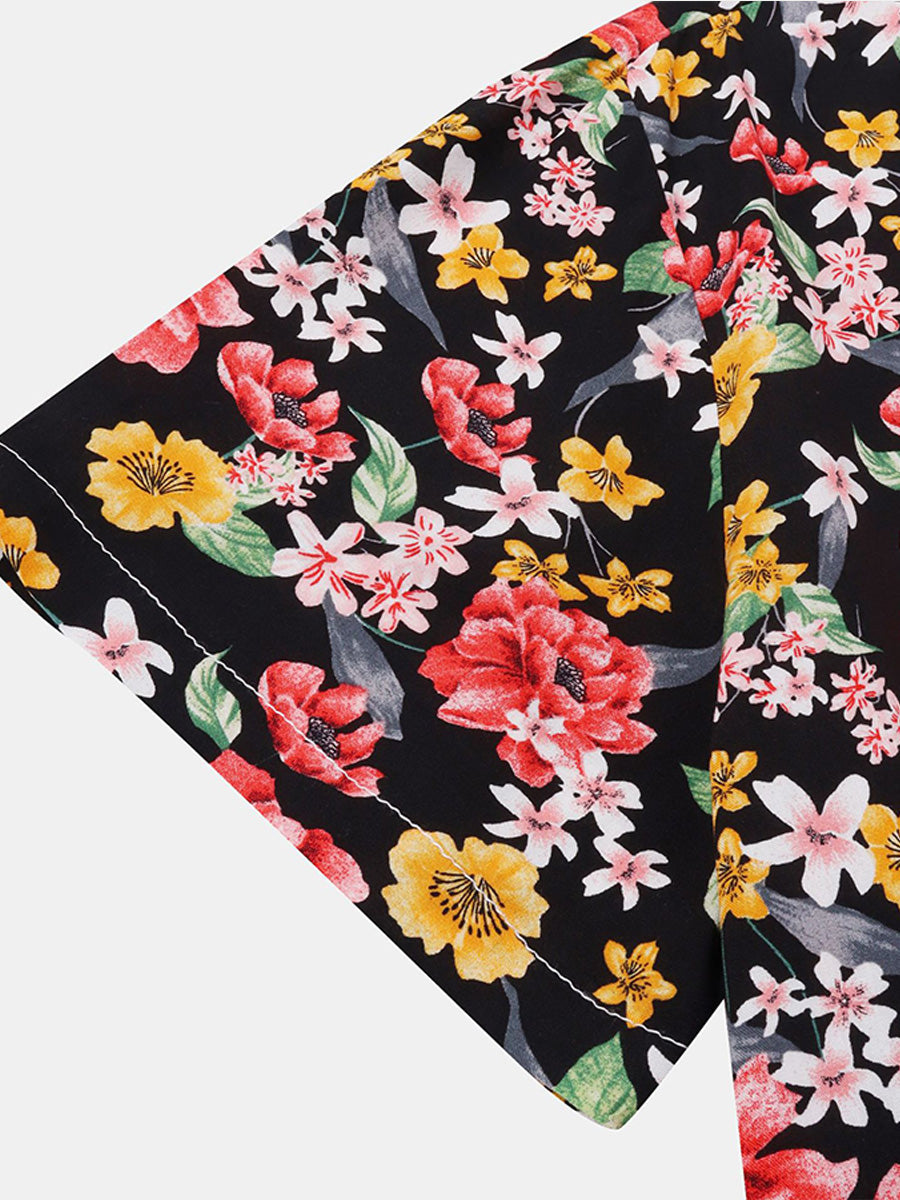 Chemise à manches courtes à imprimé floral pour hommes