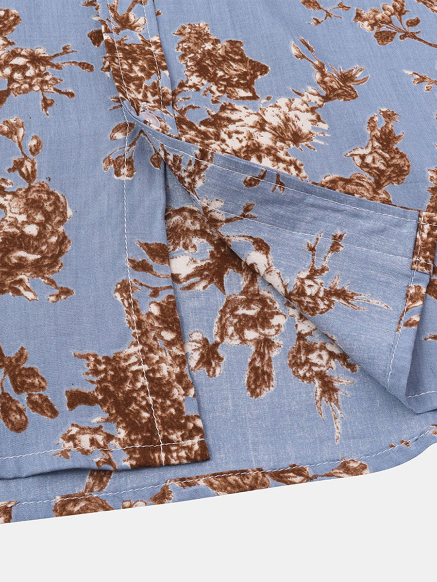 Chemise à manches courtes à imprimé floral pour hommes