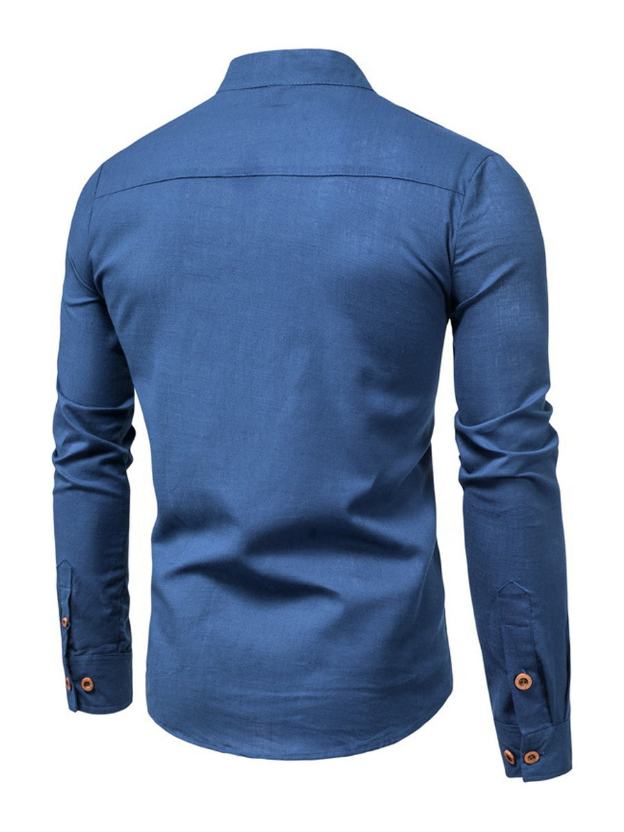 Chemise décontractée boutonnée à manches longues pour hommes