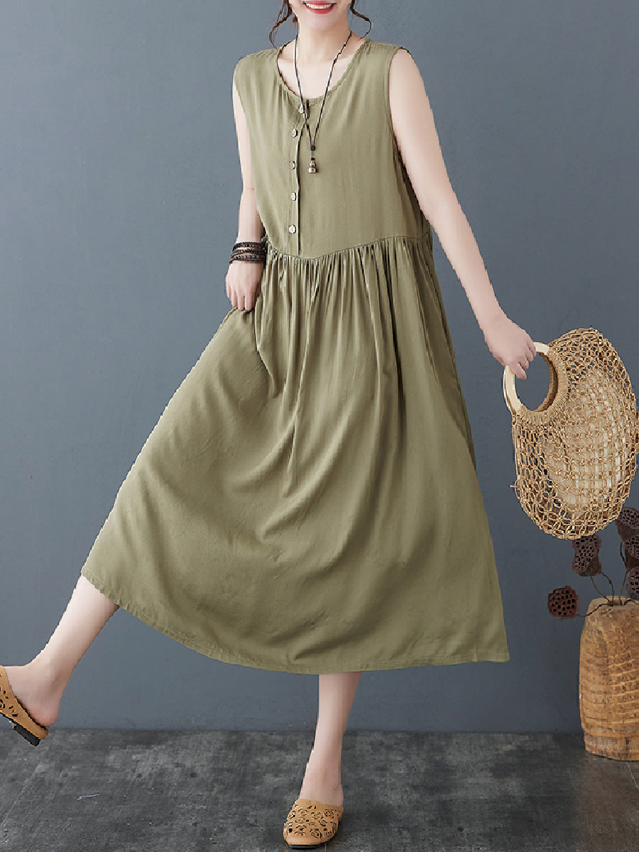 Solid Casual Cotton Dress