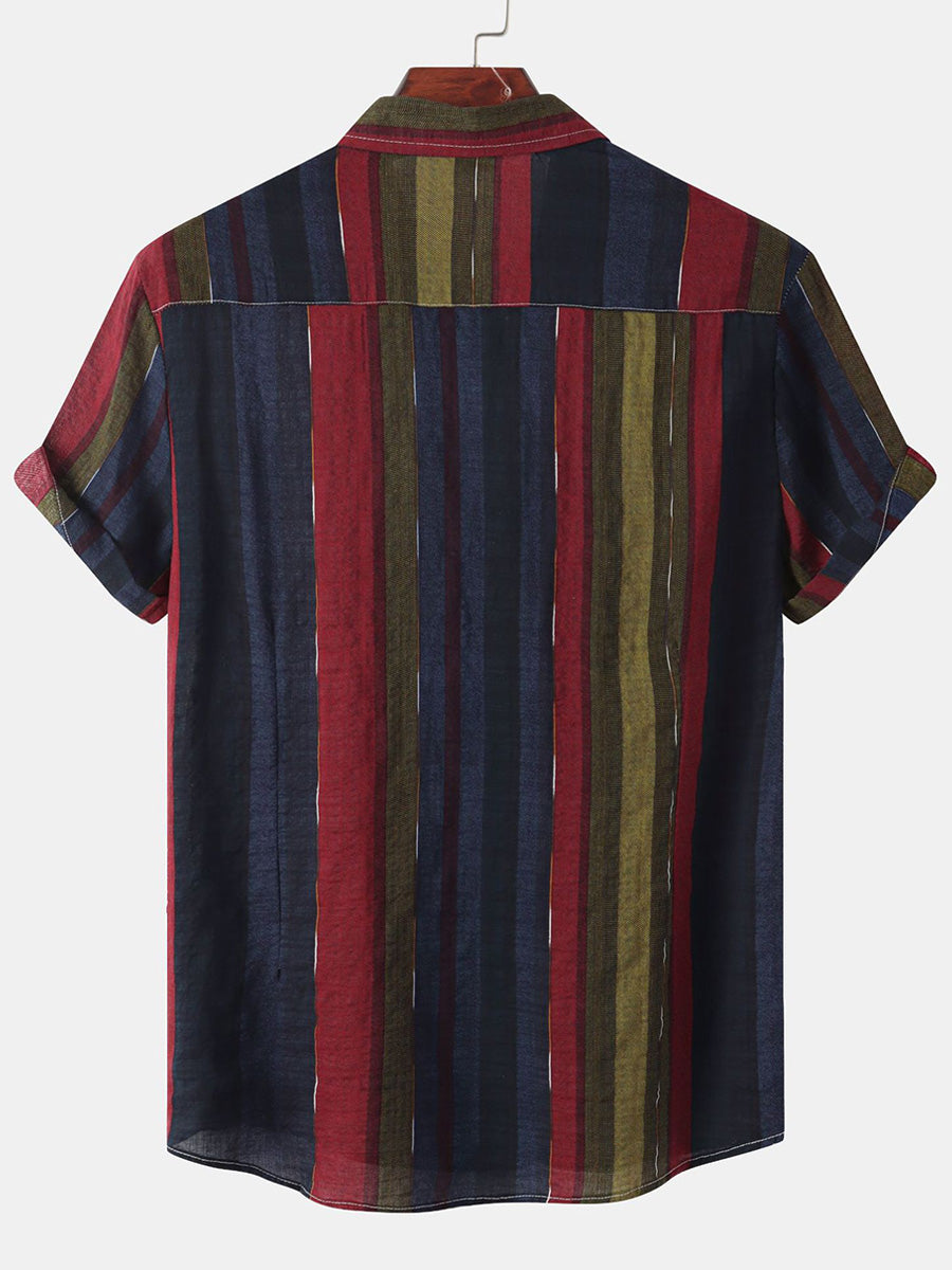 Chemise à manches courtes à imprimé vertical pour homme