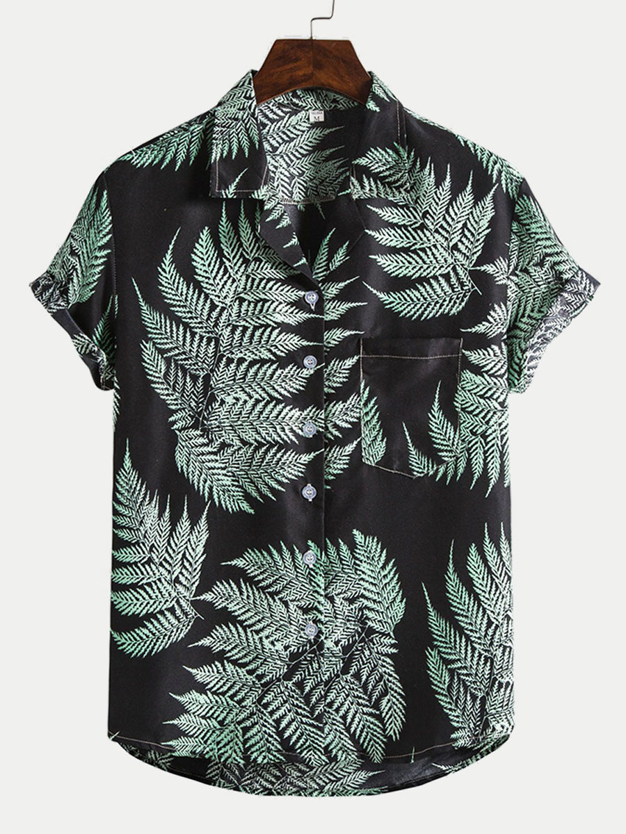 Camicia da uomo a maniche corte con stampa hawaiana