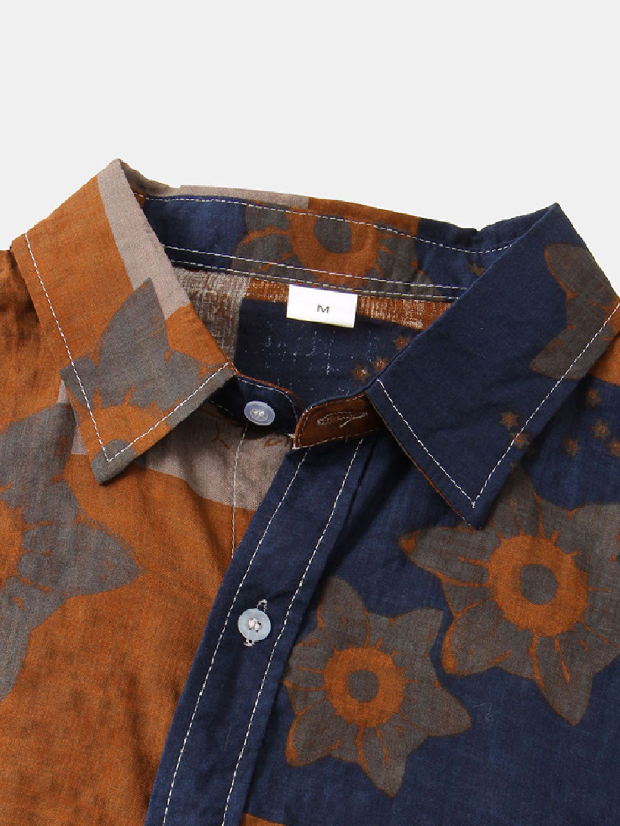 Men's Patchwork Print short sleeve shirt