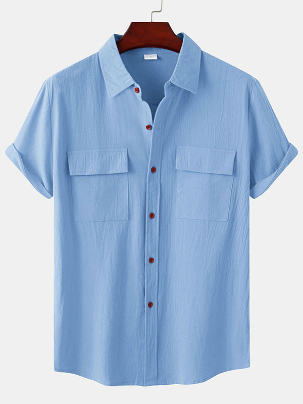 Men's casual cotton short sleeve shirt