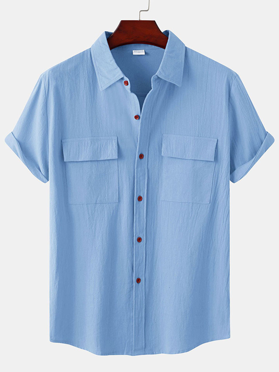 Camicia casual da uomo a maniche corte in cotone