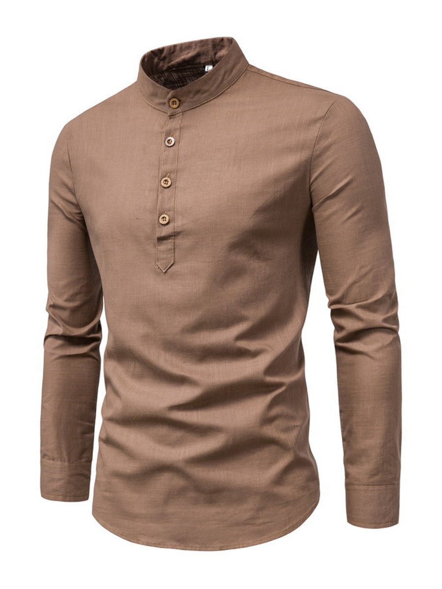 Chemise décontractée boutonnée à manches longues pour hommes