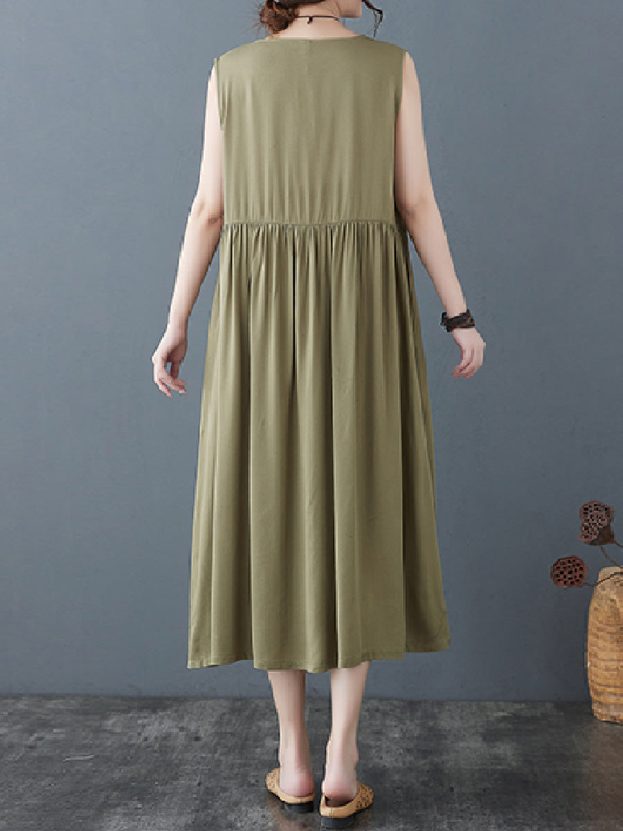 Solid Casual Cotton Dress