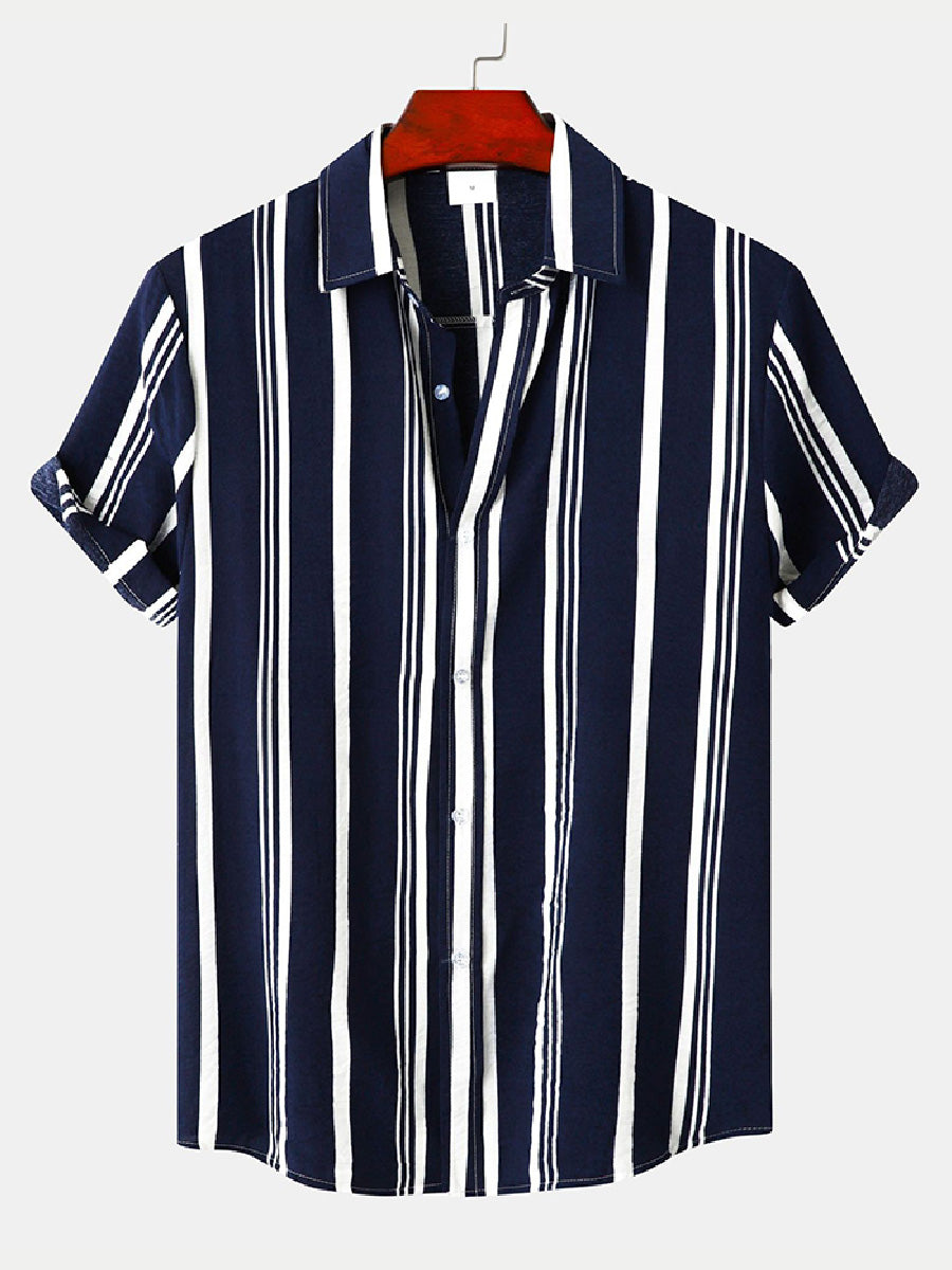 Men's  vertical casual short sleeve shirt