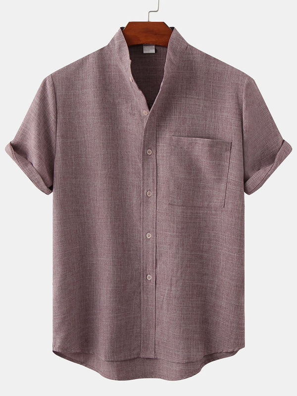 Men's  Solid cotton short sleeve shirt