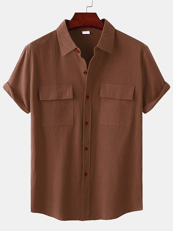 Men's casual cotton short sleeve shirt