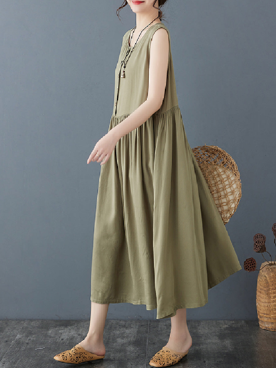 Solid Casual Cotton Dress