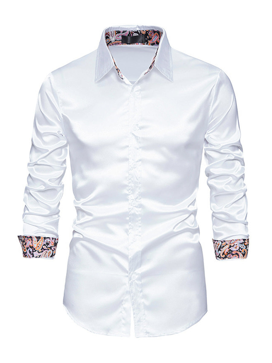 Camicia a maniche lunghe casual lucida da uomo