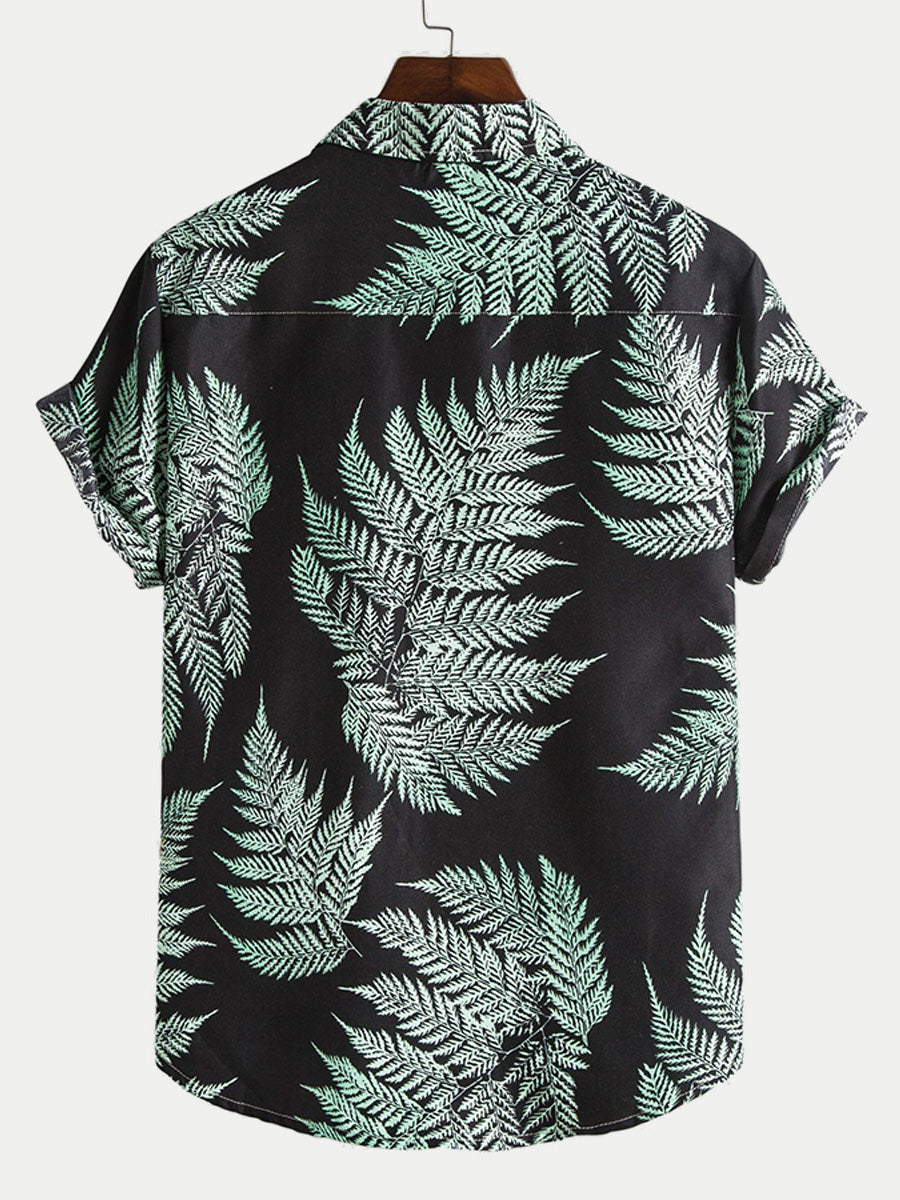 Camicia da uomo a maniche corte con stampa hawaiana