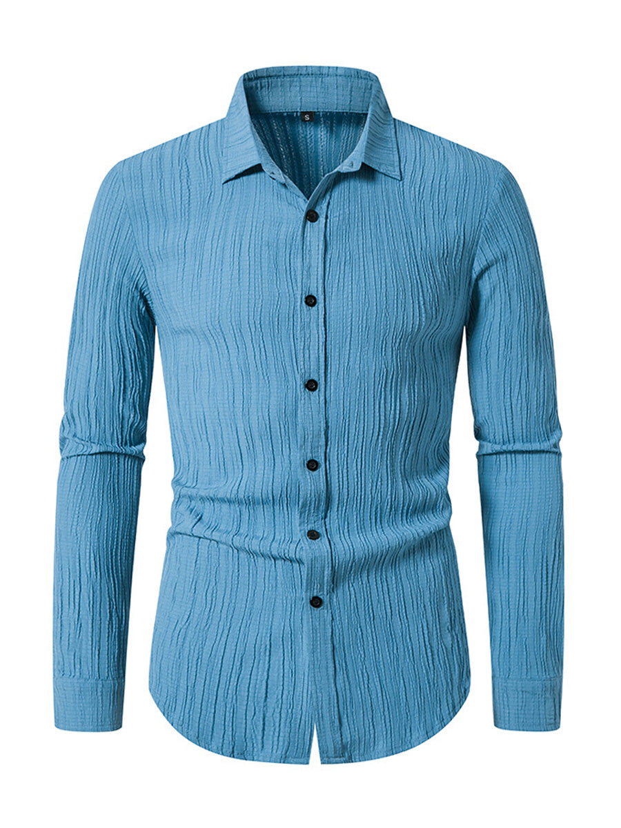 Camicia a maniche lunghe casual ondulata da uomo