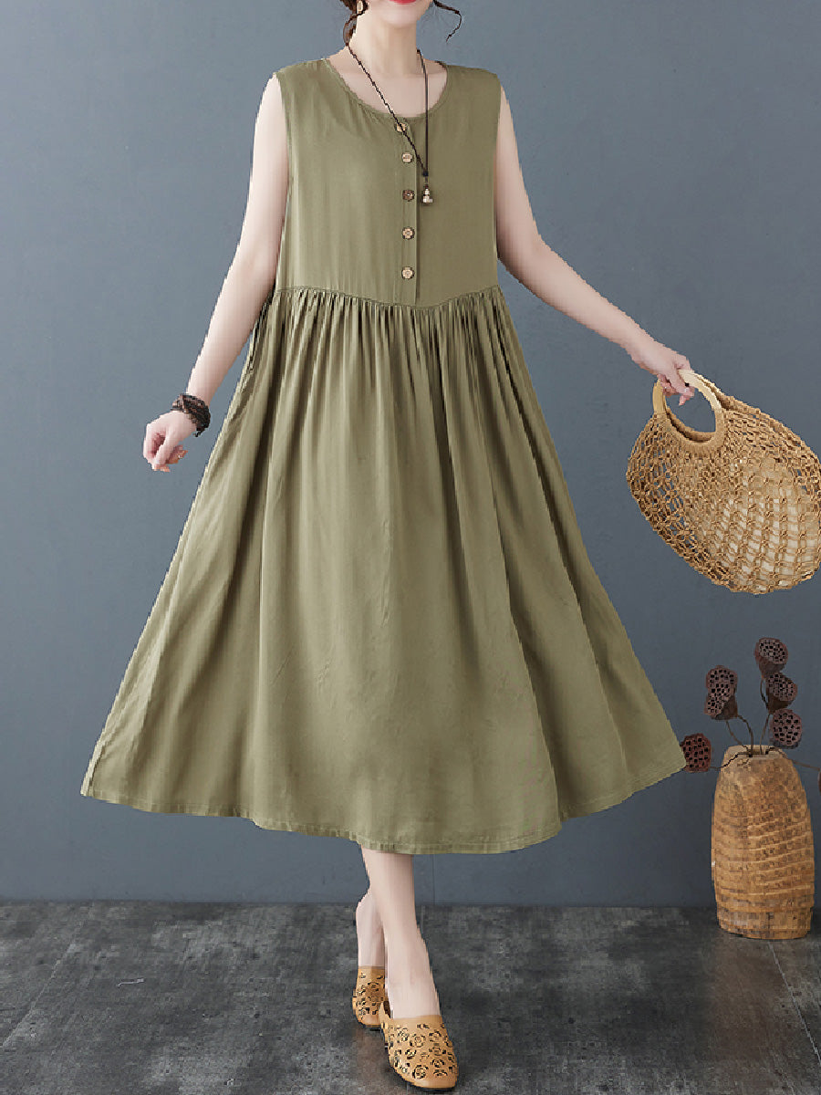 Solid Casual Cotton Dress