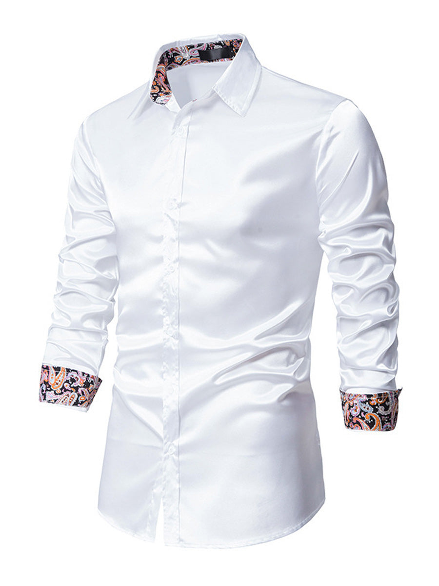 Camicia a maniche lunghe casual lucida da uomo