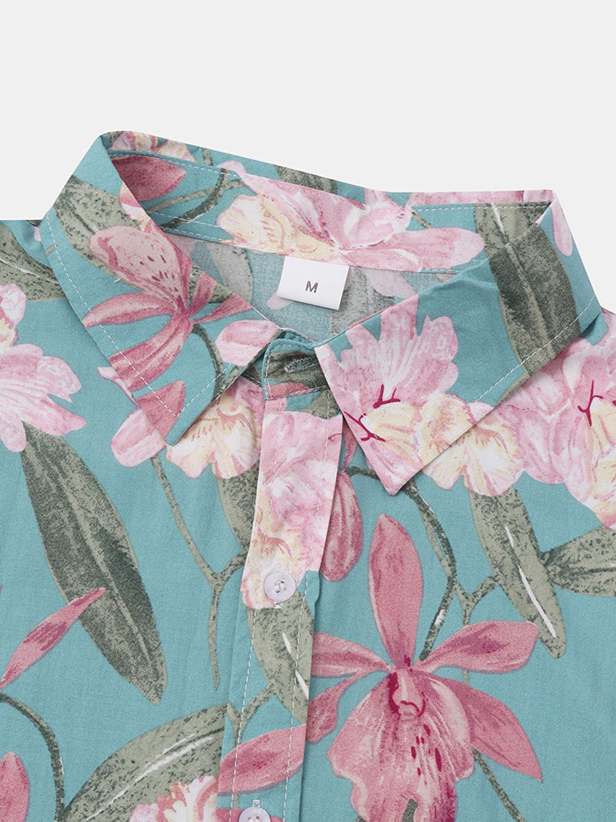 Chemise à manches courtes à fleurs pour hommes