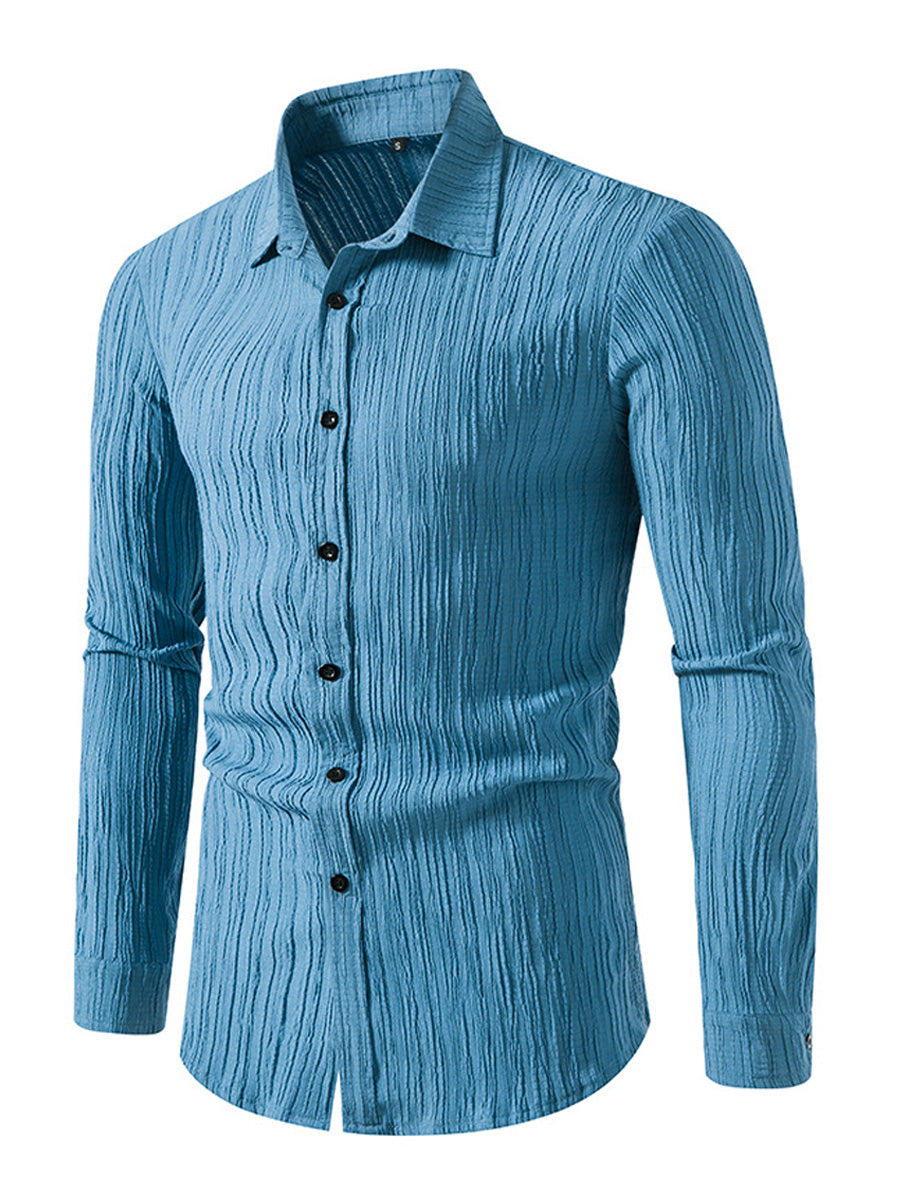 Camicia a maniche lunghe casual ondulata da uomo