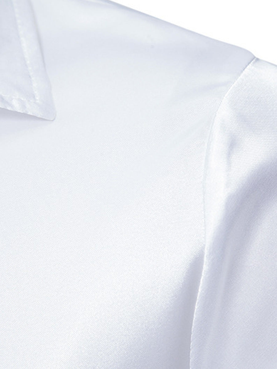 Chemise à manches longues décontractée brillante pour hommes