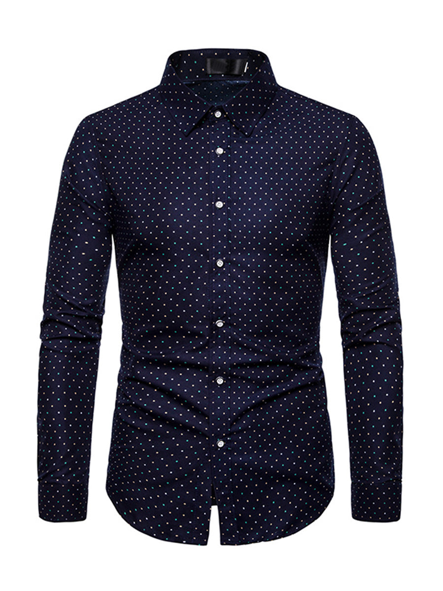 Camicia a maniche lunghe da uomo a pois