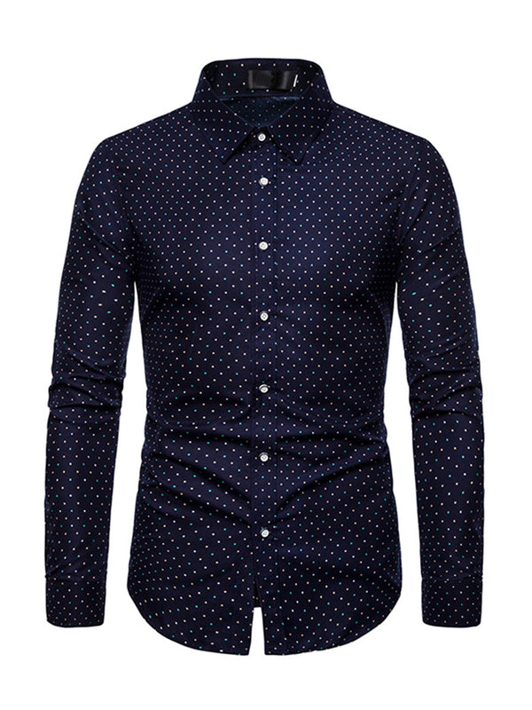 Camicia a maniche lunghe da uomo a pois