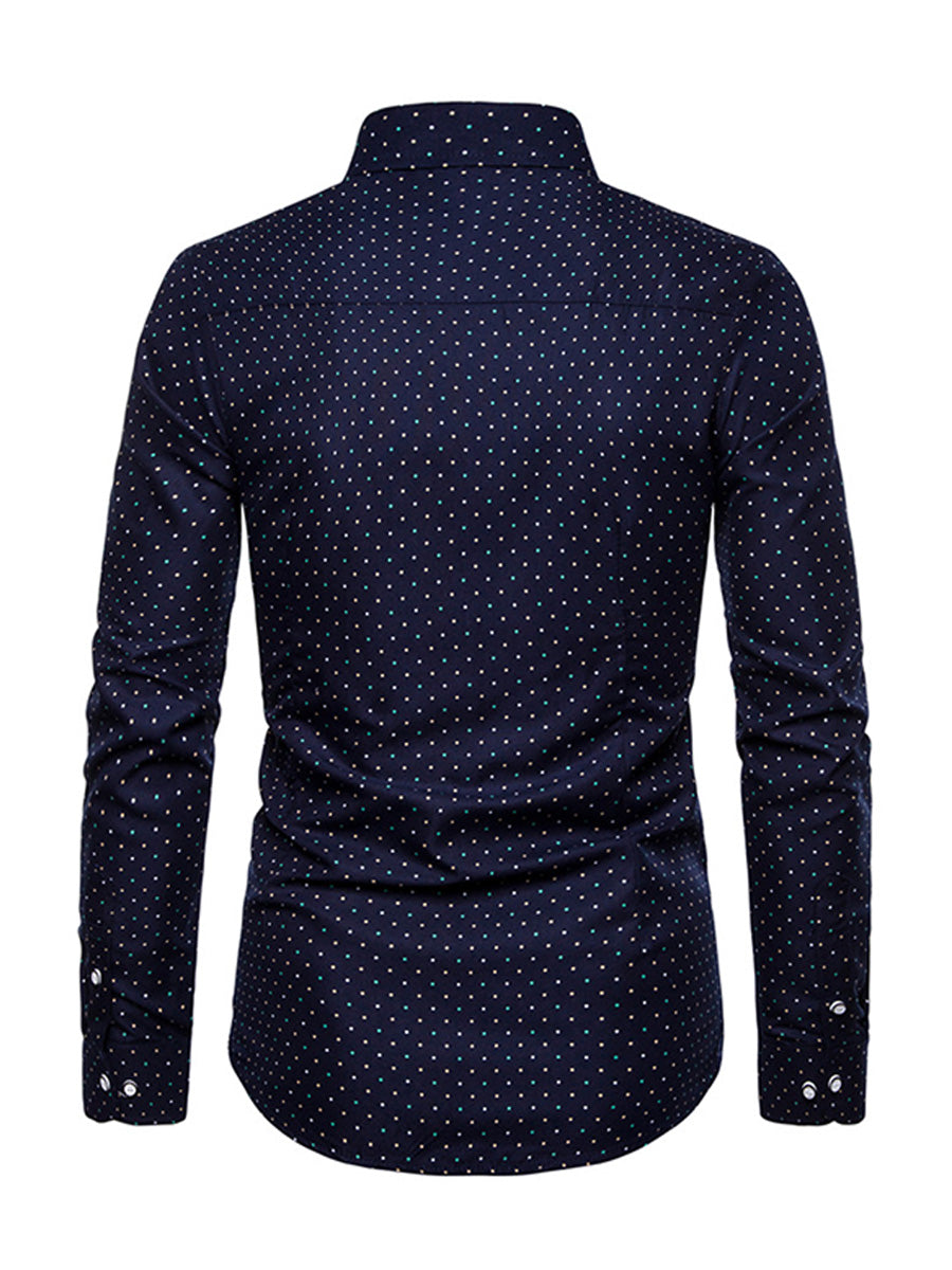 Camicia a maniche lunghe da uomo a pois