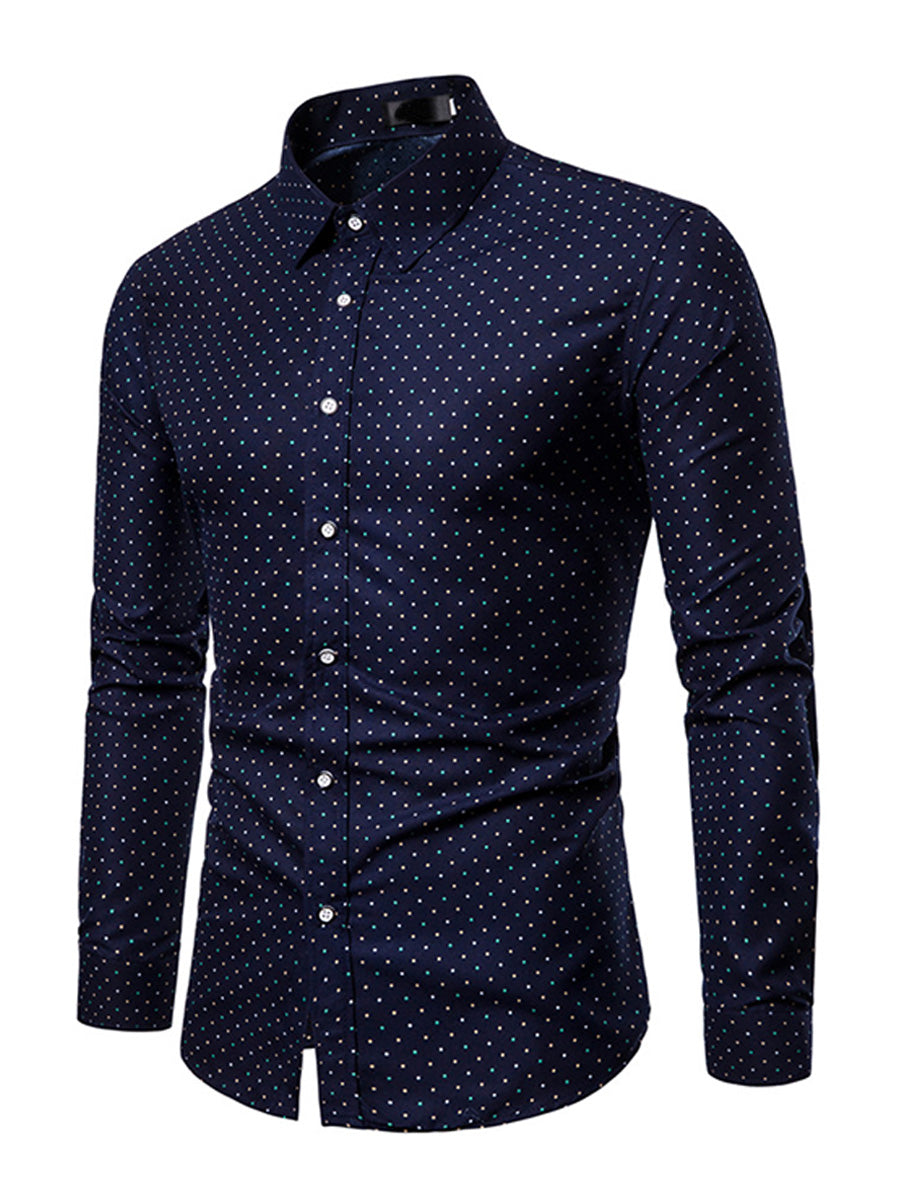 Chemise à manches longues à pois pour hommes