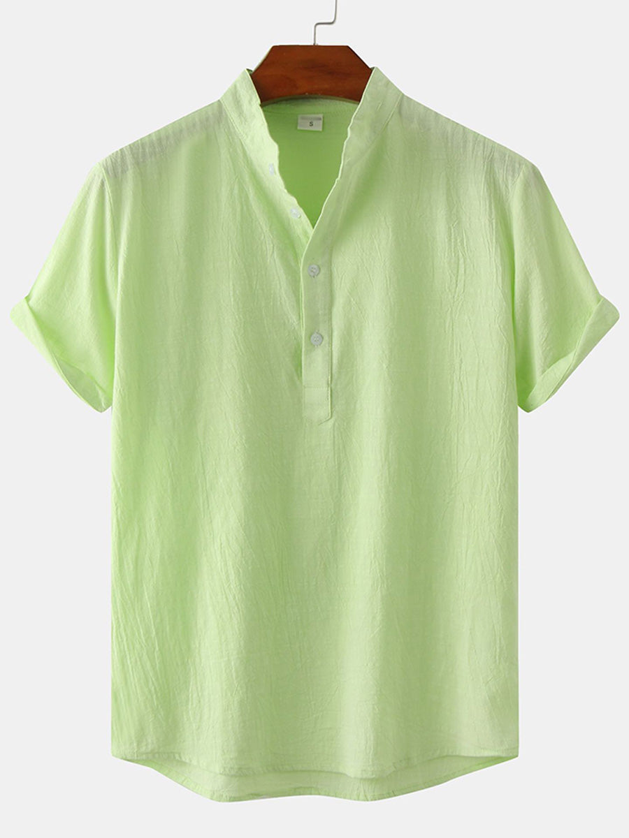 Men's Beach cotton short sleeve shirt