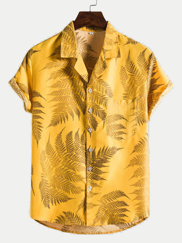 Camicia da uomo a maniche corte con stampa hawaiana