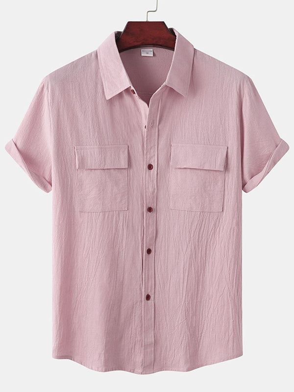 Men's casual cotton short sleeve shirt