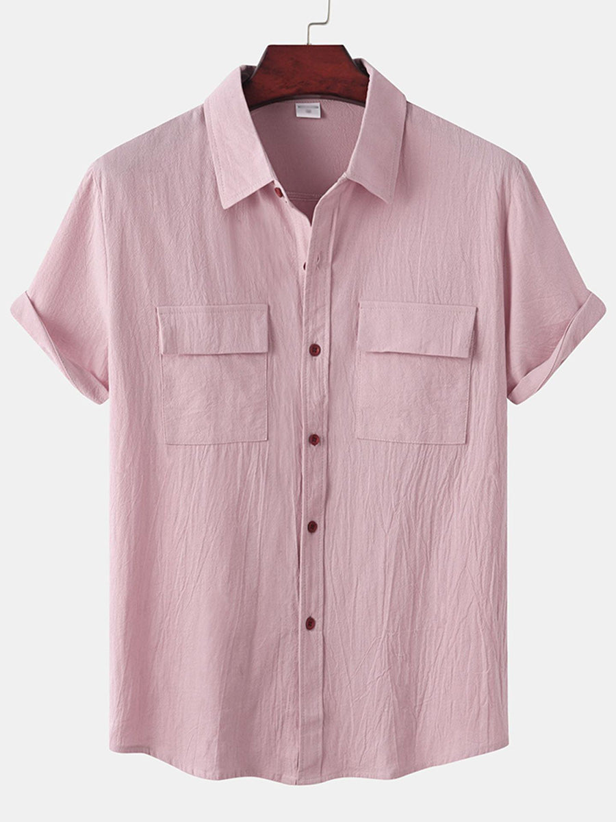 Chemise décontractée à manches courtes en coton pour hommes