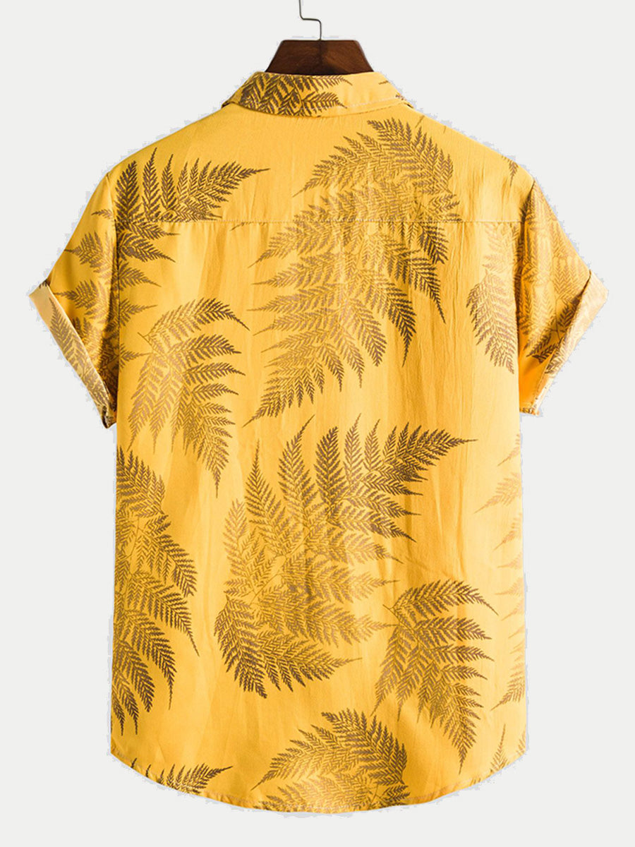 Camicia da uomo a maniche corte con stampa hawaiana