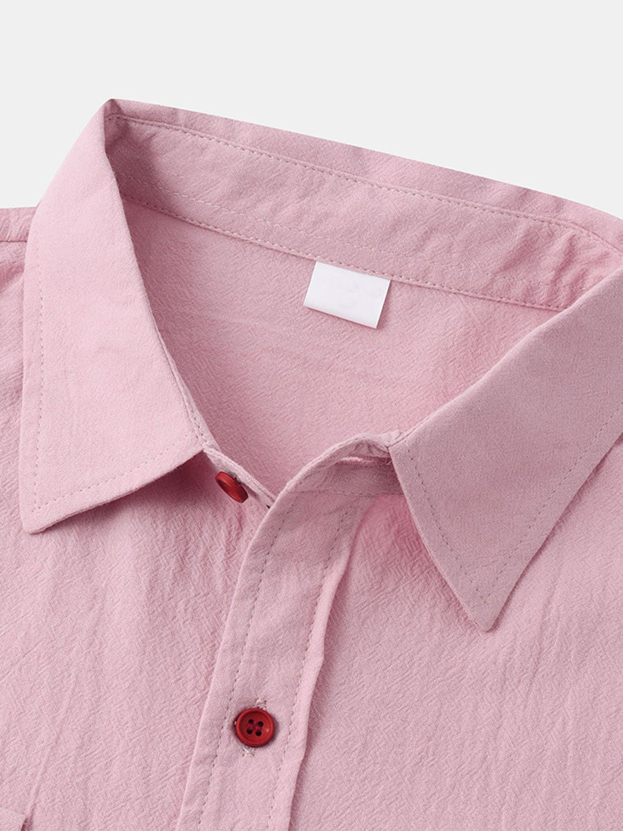 Chemise décontractée à manches courtes en coton pour hommes