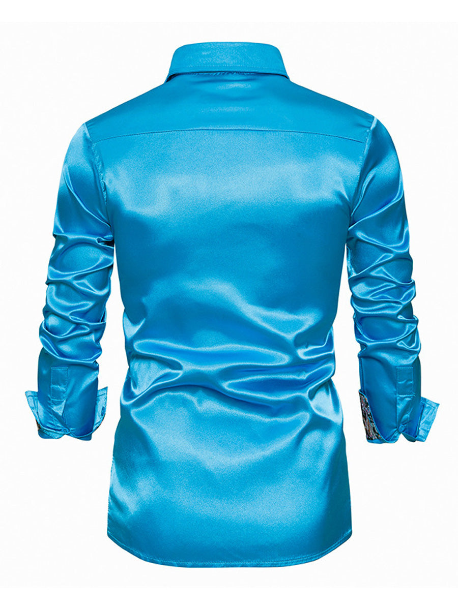 Men's Glossy casual Long Sleeve Shirt