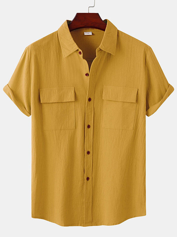 Men's casual cotton short sleeve shirt