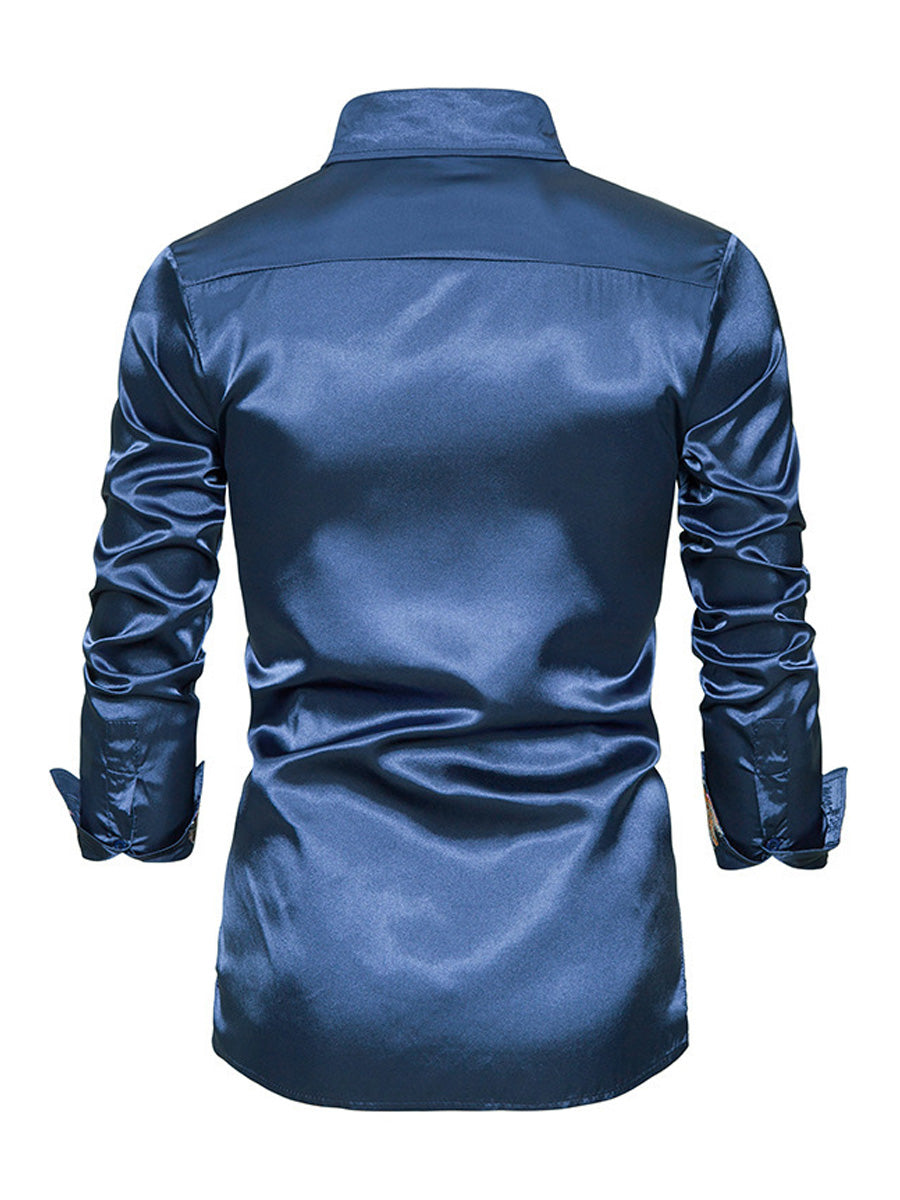 Men's Glossy casual Long Sleeve Shirt