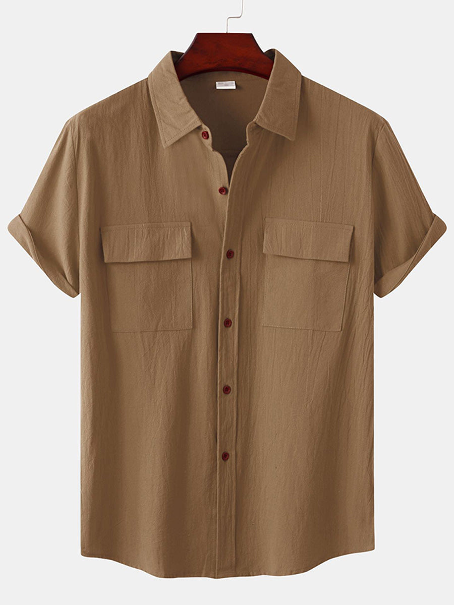 Camicia casual da uomo a maniche corte in cotone