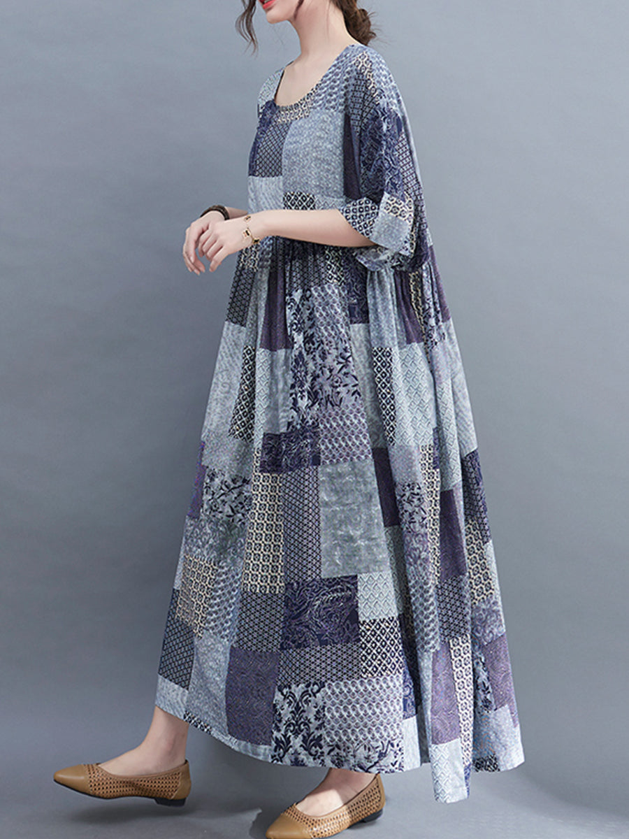 Block Panel Printed Dress