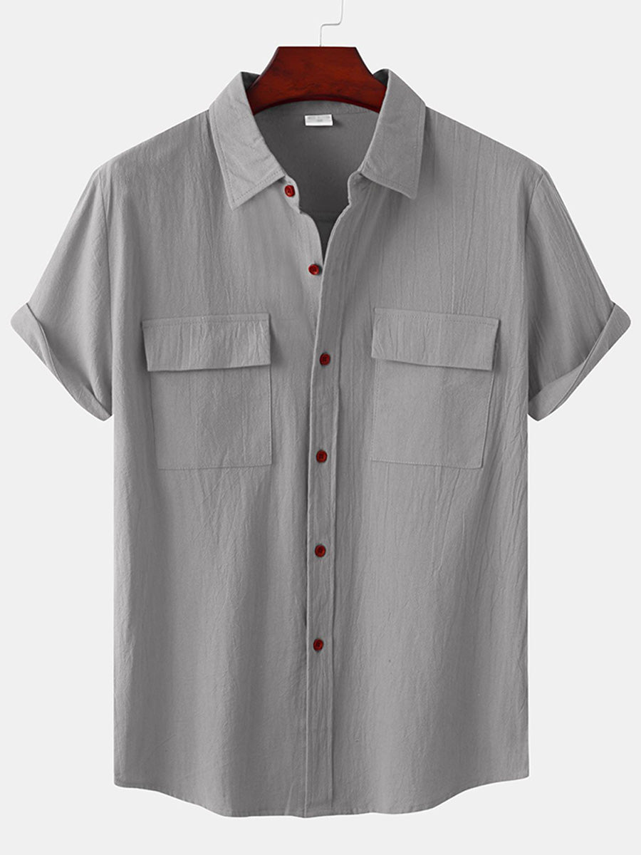 Camicia casual da uomo a maniche corte in cotone