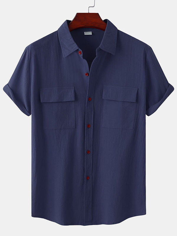 Men's casual cotton short sleeve shirt