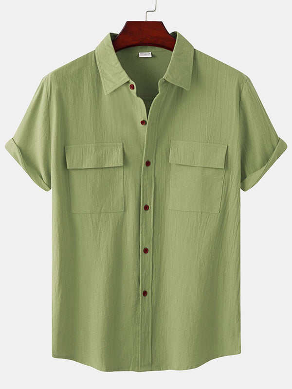 Men's casual cotton short sleeve shirt